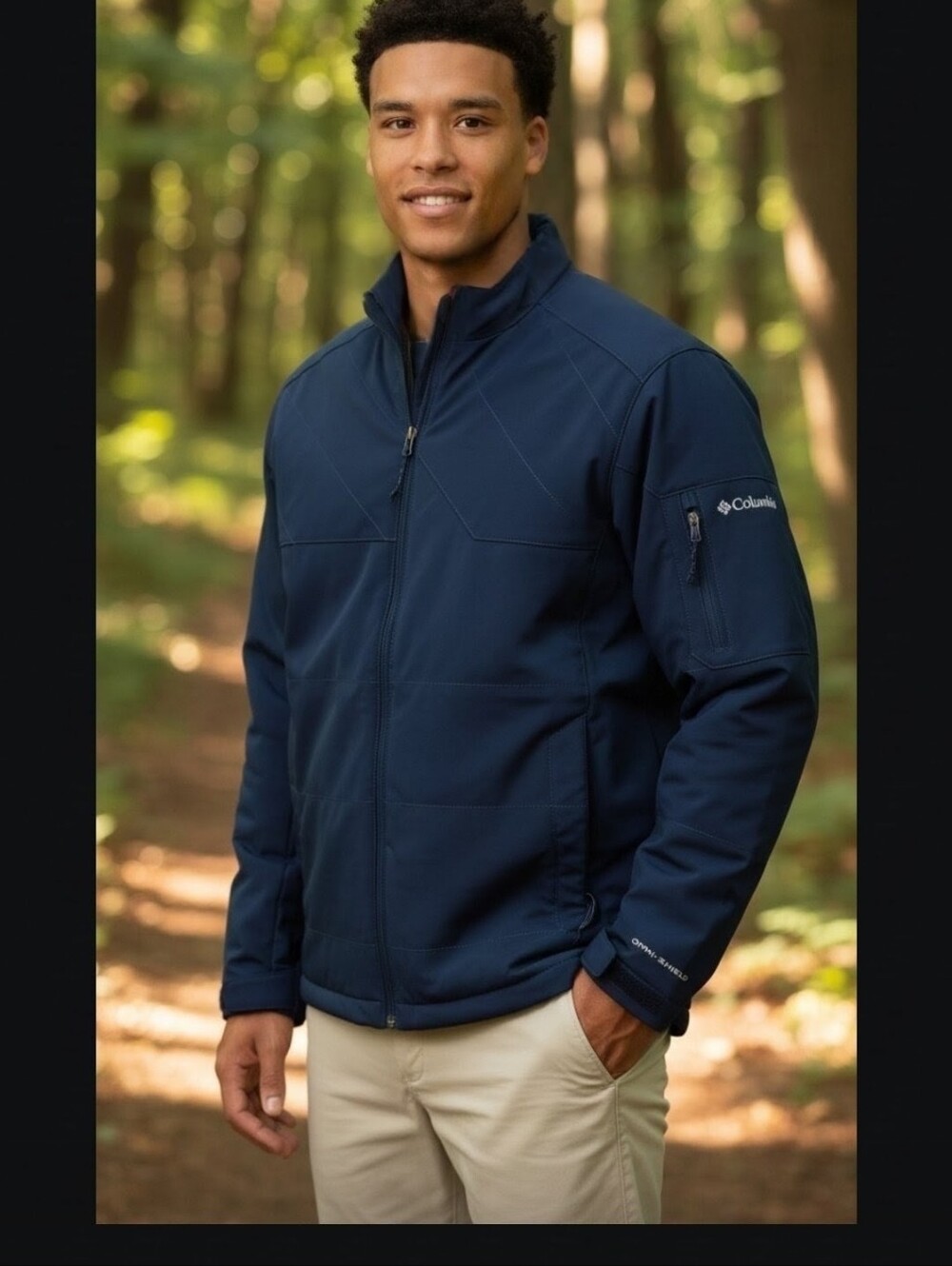 Columbia Gate Racer Softshell Men’s Size M Blue Omni-Shield Coat - No Hood
